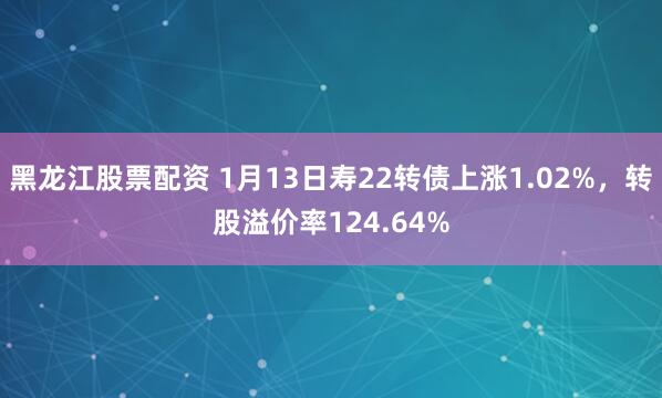 黑龙江股票配资 1月13日寿22转债上涨1.02%，转股溢价率124.64%